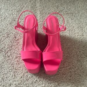 Pink wedged heels